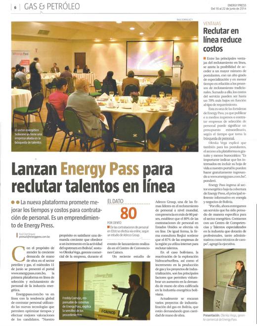 Article Energy Press, lancement d'EnergyPass, 2014